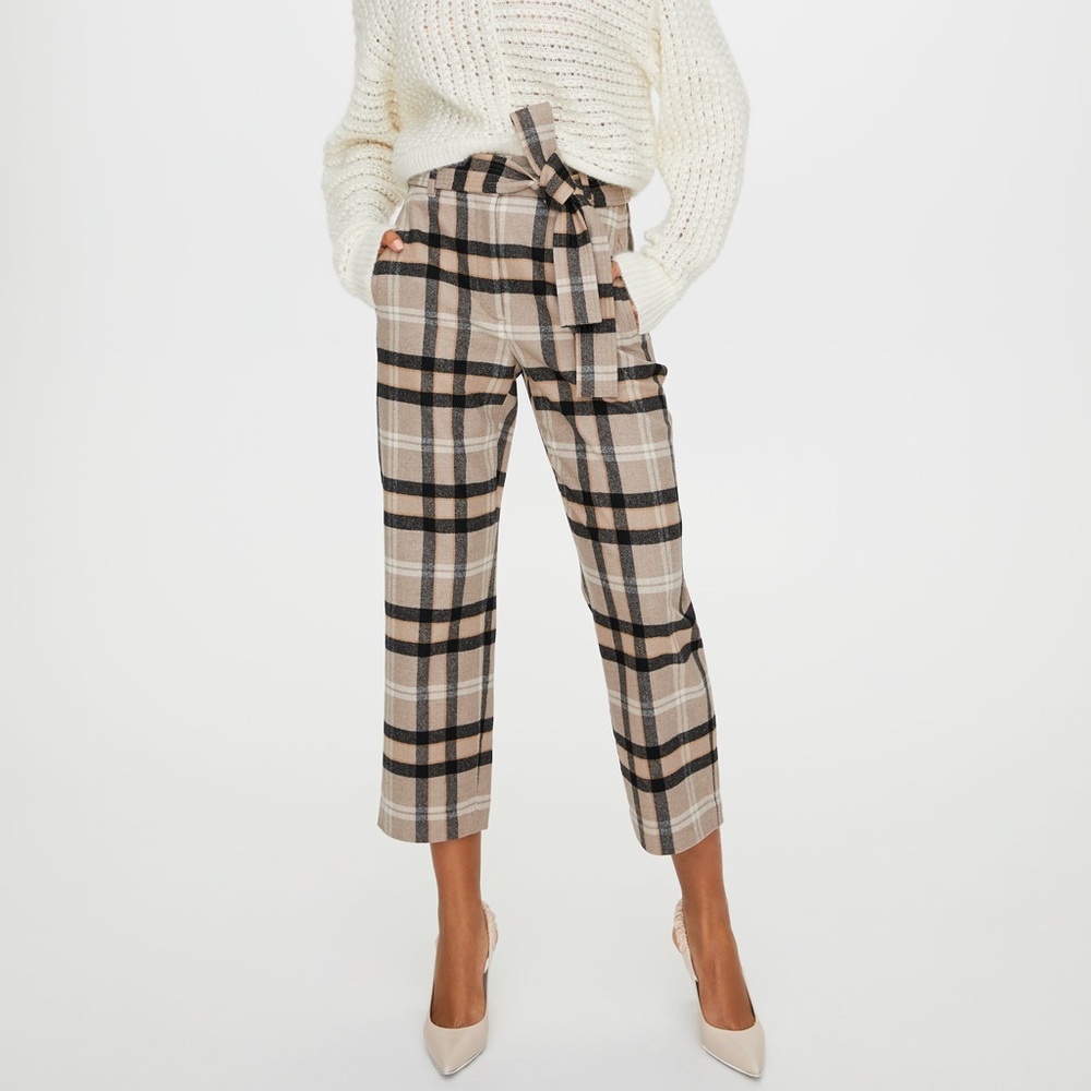 Wilfred Plaid Tie-Front Pants